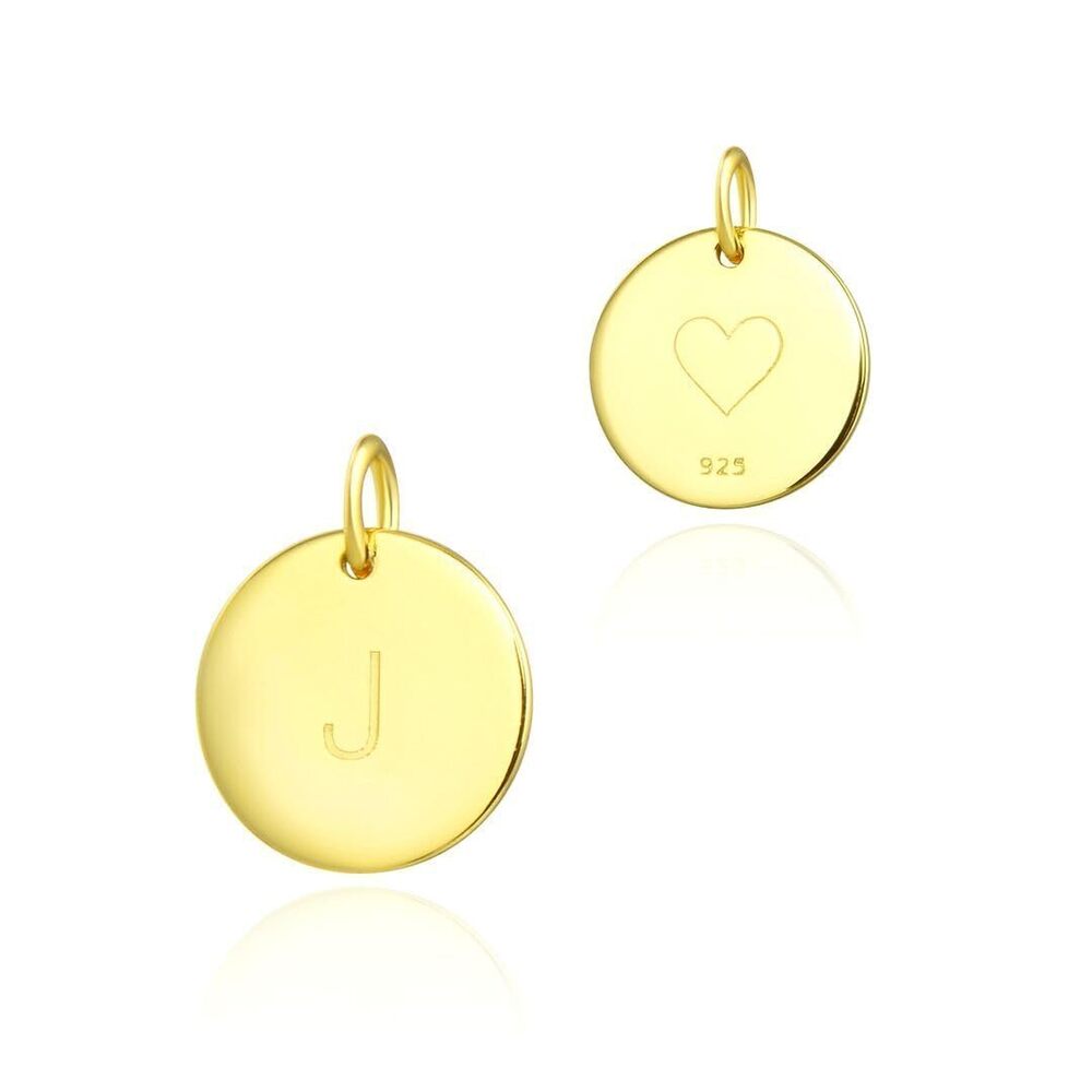 4387 2pcs Real 18K Yellow Gold Plated Sterling Silver 12mm Letter J Charm